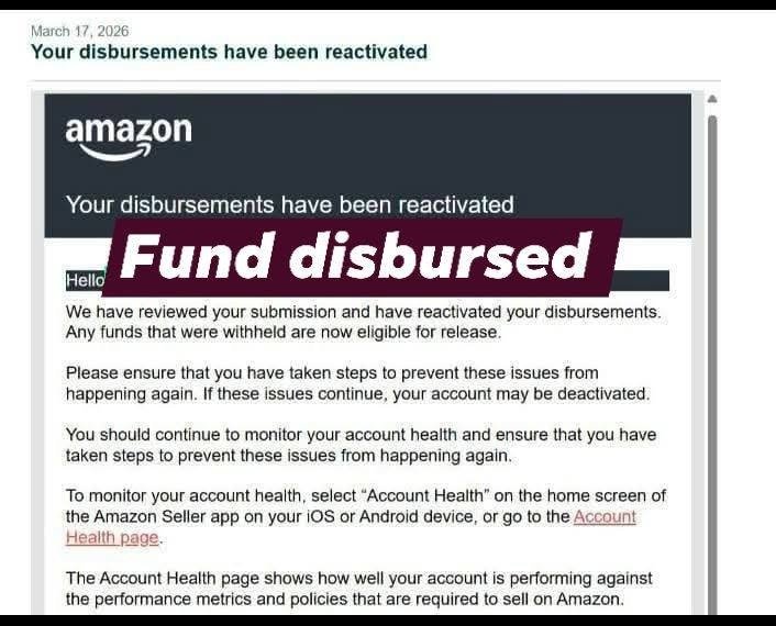 Official Amazon Funds Disbursement Reactivated Notice